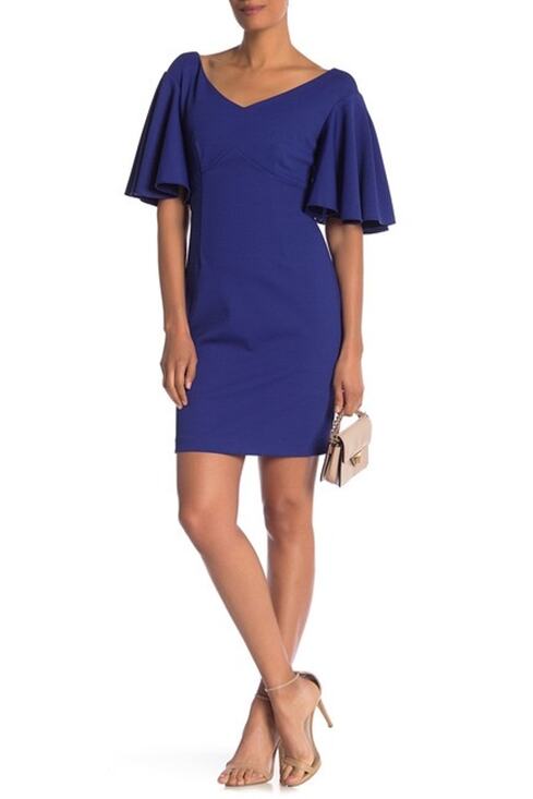 Trina Turk Dresses & Skirts - Trina Turk Womens Sz 6 Cielo Diamond Draped Sleeve Sheath Dress Lagoon Blue NEW